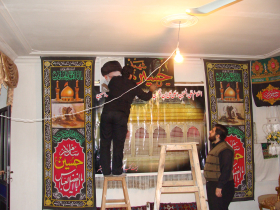 سوگواره دوم-عکس 3-پوستر هیأت مکتب الحسین بهشهر-جلسه هیأت فضای بیرونی 